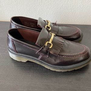 Maroon Doc Martin loafers.